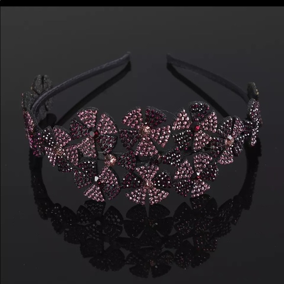 ❤️HANDMADE BURGUNDY AND PINK RHINESTONE AND CRYSTAL HAIR BAND $15 EACH OR 2/$25 - Picture 1 of 4